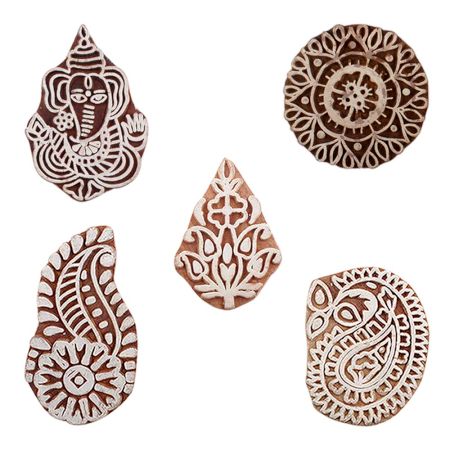 Set of 5 Piece New Mix Wooden Printing Blocks